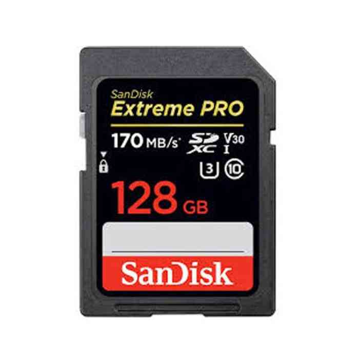 SanDisk Extreme PRO 128 GB SDXC Memory Card, Up to 170 MB/s, Class 10, U3, V30